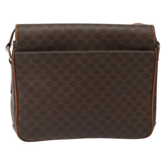 CELINE Macadam Canvas Shoulder Bag PVC Leather Brown Gold Auth BD960 - Picture 3 of 16